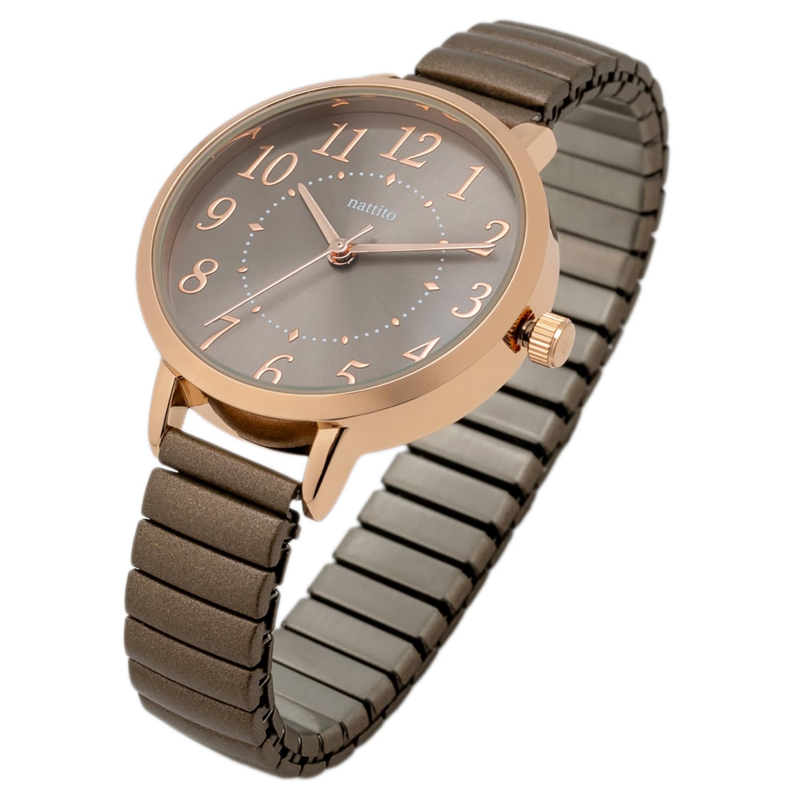 

Аналоговые часы с сильфонами и металлическим [Fieldwork] женским ремешком, коричневые, YM106-4