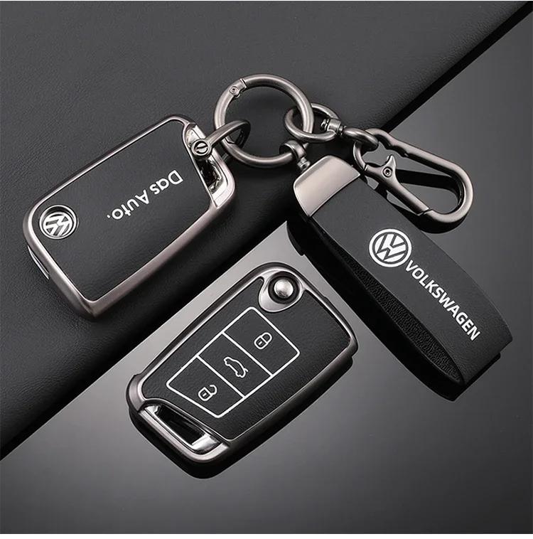 For VOLKSWAGEN VW TPU Leather Car Remote Key Case Fob Cover Holder Shell For VW Volkswagen Golf 7 MK7 Tiguan MK2 T-roc T-cross A