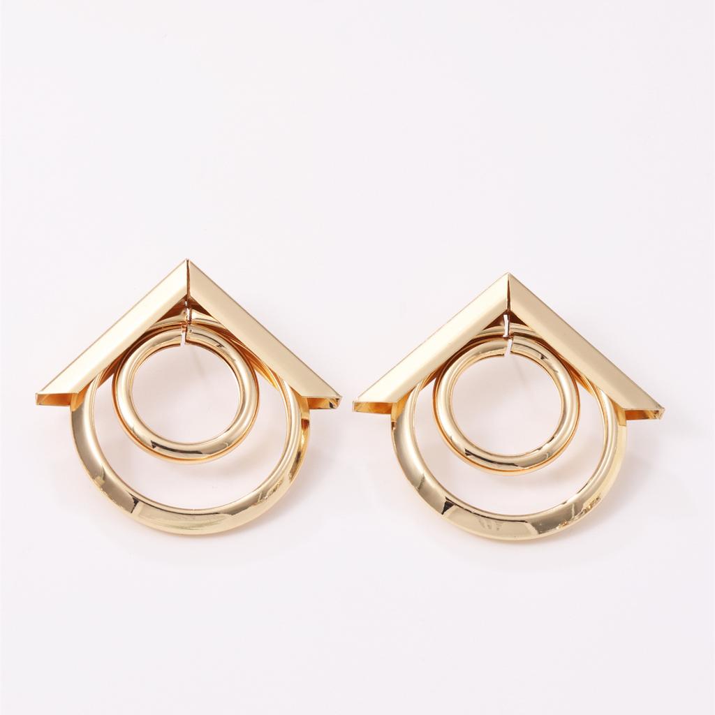 European and American exaggerated earrings, personality geometry, large circle metal trendy temperament, double-layer hollow tube earrings