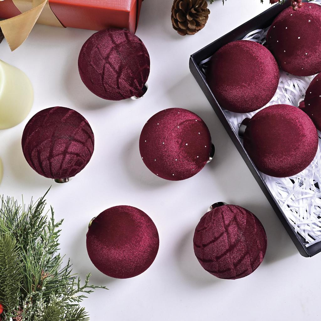 9-pack Christmas Ball Pendants, Special-shaped Flocking Painted Balls, Christmas Party Venue Decorations