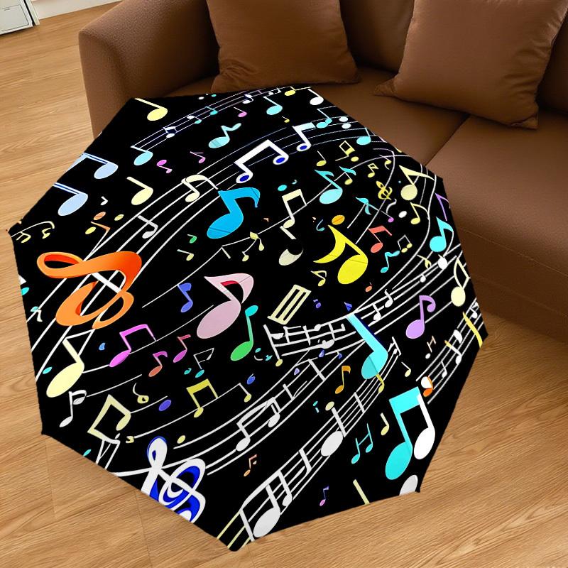 1PC music notesAutomatic Open/Close Umbrella with Windproof, 8-Rib Sturdy Canopy, Durable Ribs, Fashionable Design, Outdoor Accessory, Fun Prin, Holid