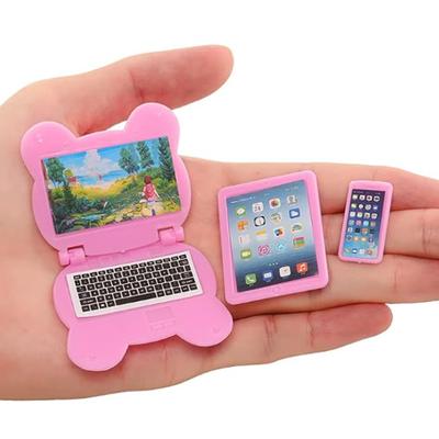 3 Peças/Conjunto Casa de Bonecas Item Mini Acessórios para Bonecas Fofo Kawaii Conjunto de Computador IPad Telefone Brinquedos em Miniatura Engraçados Realistas