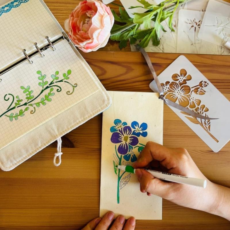 Cross-border 18 Plant Tranquil Environment, Flower Leaves Hollow Painting Template, Painted Inkjet Wall DIY Decoration
