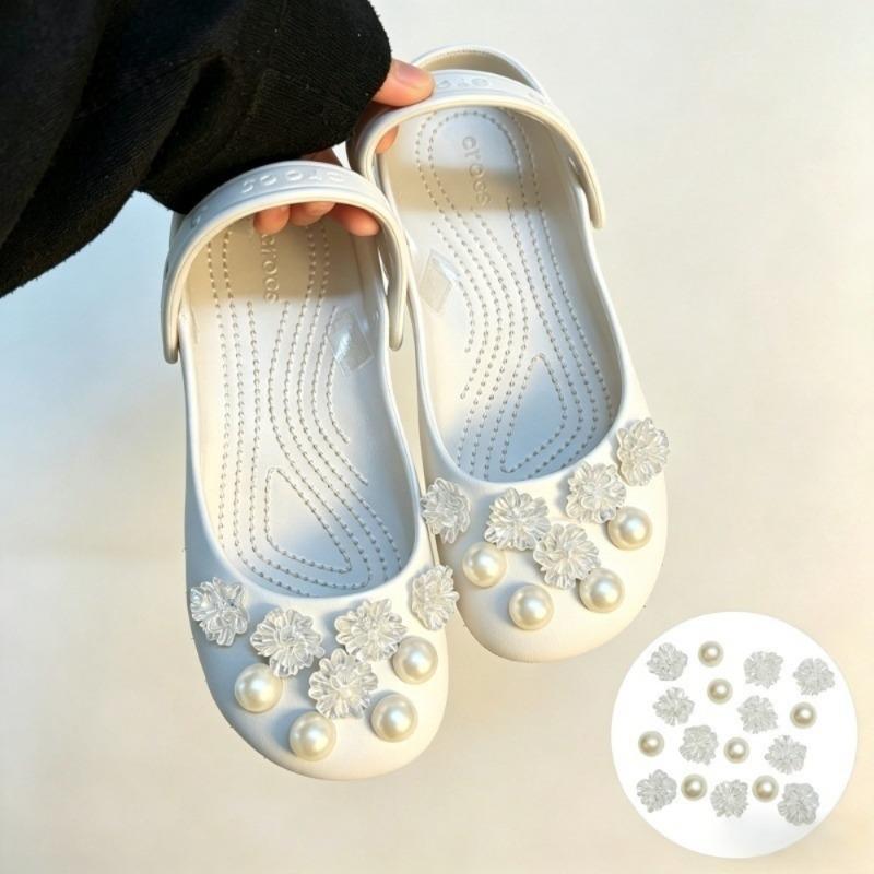 New Sweet Adorable Cute Pearl Diamond Flower Ballet Shoe Buckles Handmade Removable Accessories for Women Girls Birthday Gift