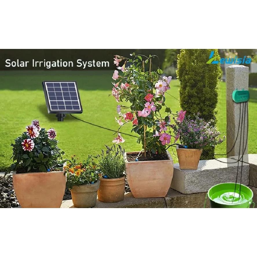 Solar Intelligent Irrigation Kit 6V 2W with Built-in 1800mAh Battery Irrigation for Potted Plants DIY Timed Watering Device