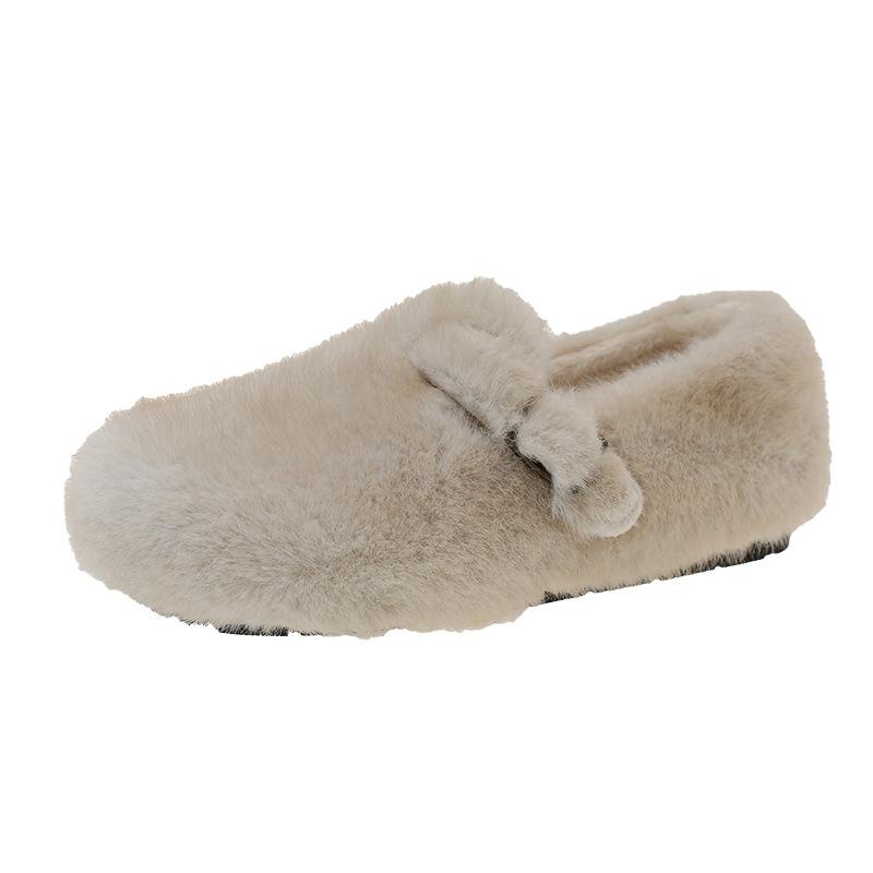 

Belt buckle fluffy shoes for women s 2025 outer wear autumn and winter new soft-soled one-pedal fluffy plush warm cotton shoes 40