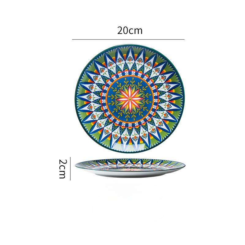 20cm Keramikteller High-End Gefühl Haushalts-Essteller Großer Teller Westlicher Teller Steakteller Flacher Teller Flacher Teller Geschenk