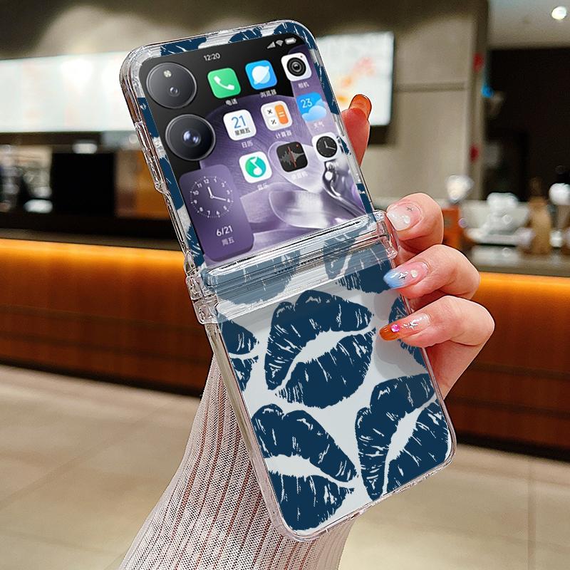 

Hinged Kiss Lips Print Case For Xiaomi Mix Flip Funda Shockproof Clear PC Hard Folding Phone Cover For Xiaomi Mixflip For Xiaomi Mix Flip