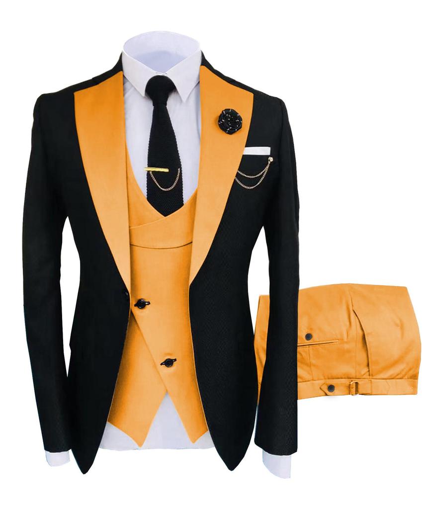 Men's Slim Fit Wedding & Business Tuxedo Suit Set with Vest & Pants