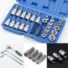 34pcs Torx Bit Socket and E-Torx Star Socket Set 1/4" 3/8" 1/2" Drive Male Female E-torx Security Bits Handheld Tool