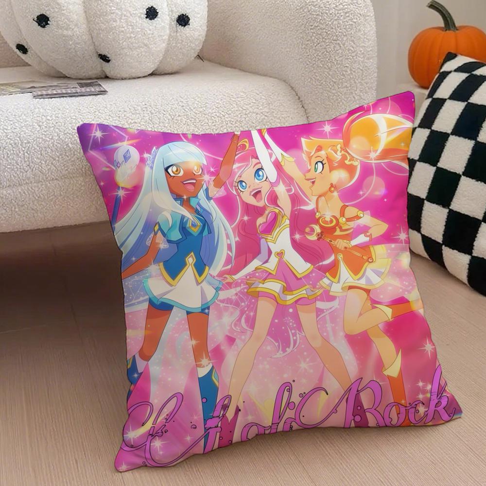 Magical Musical French Anime LLoliRock Cushion Cover Throw Pillow Cover Hidden Button Durable Polyester Chair Cushion