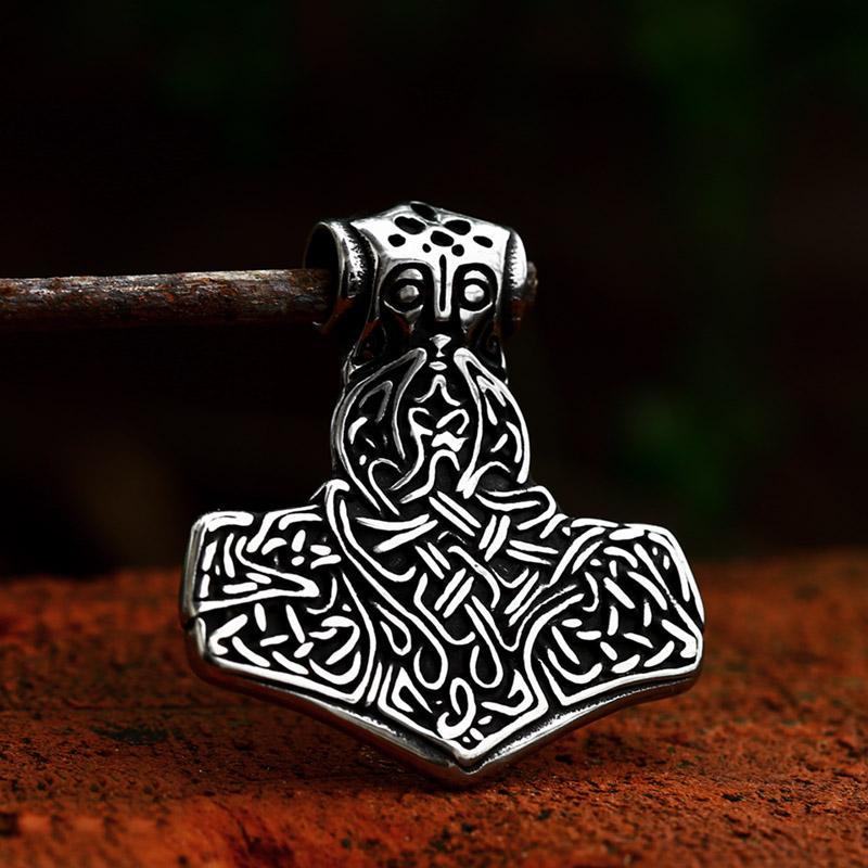 BEIER thor's hammer mjolnir pendant necklace viking scandinavian norse viking necklace with stainless steel chain BP8-384