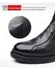 Men's Genuine Leather High-Top Martin Boots with Velvet Lining - Stylish and Warm Motorcycle Work Boots