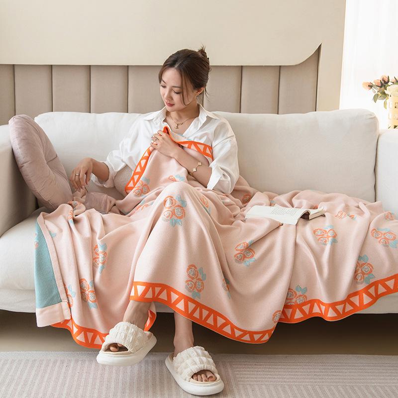 1Pc Bamboo Fiber Four Layer Gauze Summer Quilt, Cool Refreshing Thin Blanket, Air-Conditioned Nap Quilt