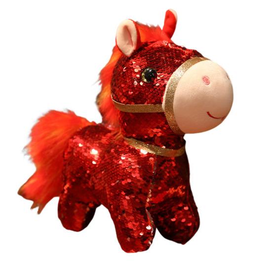 Sequin Horse Doll National Style Fabric Auspicious Meaning Zodiac Horse Theme Doll Traditional Crafted Pony