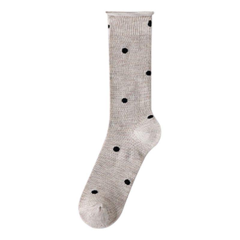 Socks Female Sweet Mary Jane Round Polka Dot Mesh Breathable Curling Pile