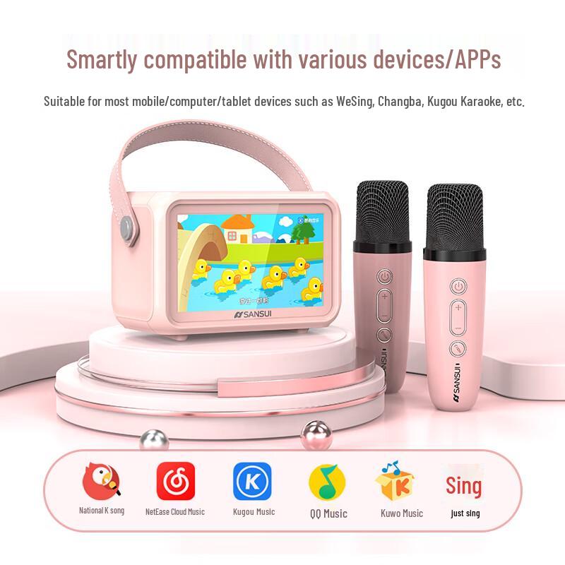 SANSUI All-in-One KTV Karaoke Bluetooth Speaker with Dynamic Lyrics Display
