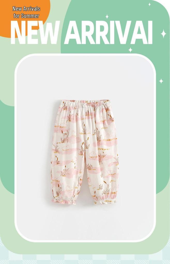 Children's Elastic Waist Mosquito Repellent Summer Pants - European & American Style for Boys & Girls