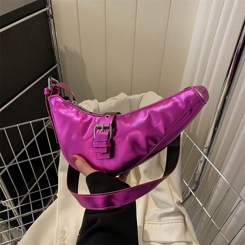 

Trendy Pu Triangle Shaped Women s Handbag Chic Stylish Underarm Bag Available In Purple Silver Gold Green