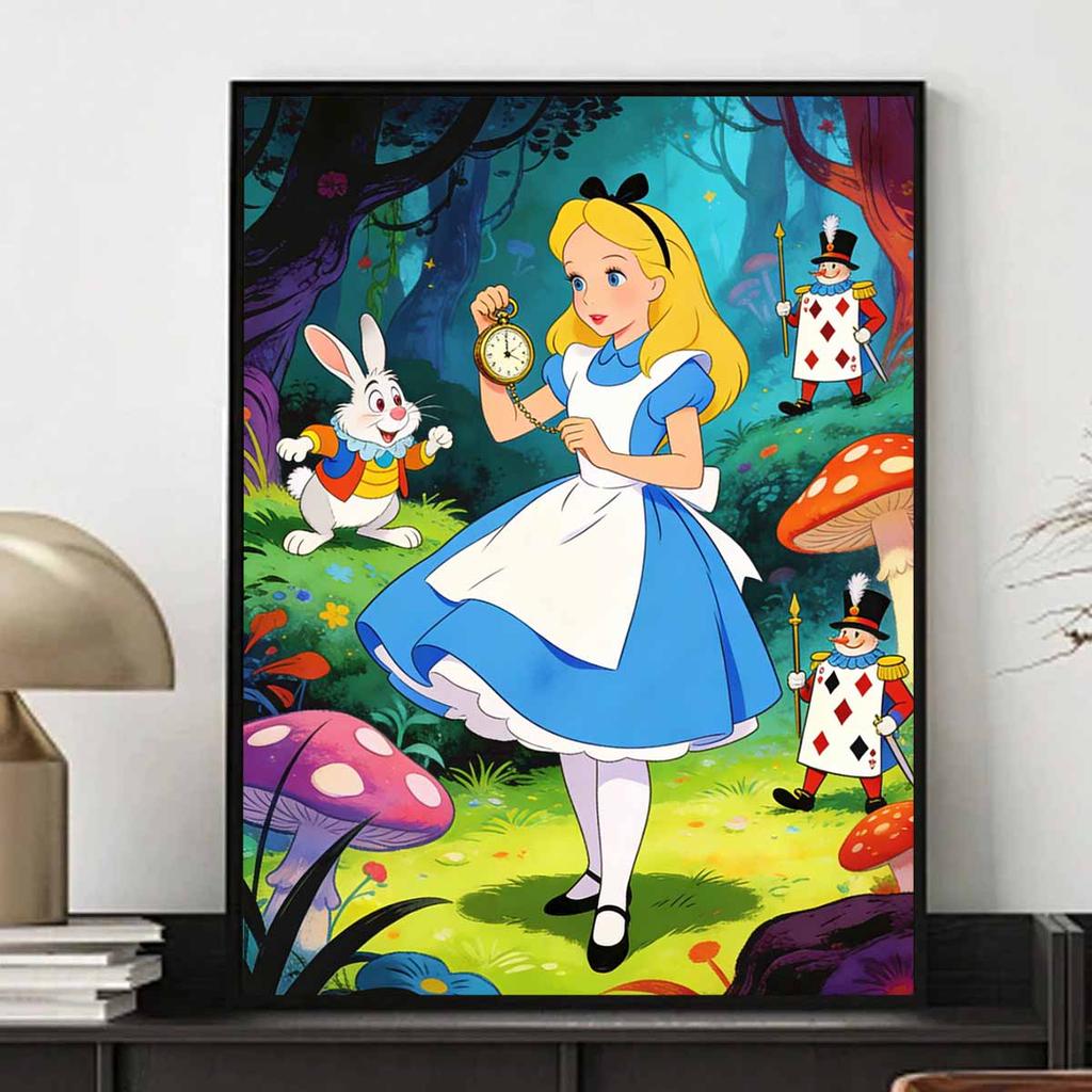 Disney Diamond Painting Kit Full Diamond Round Alice Wonderland Decor Home Decor Craft Gift