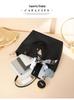 Stylish 2024 Solid Color Women's Tote Bag with Silk Scarf Decoration In Chic Litchi Grain Sheepskin Texture