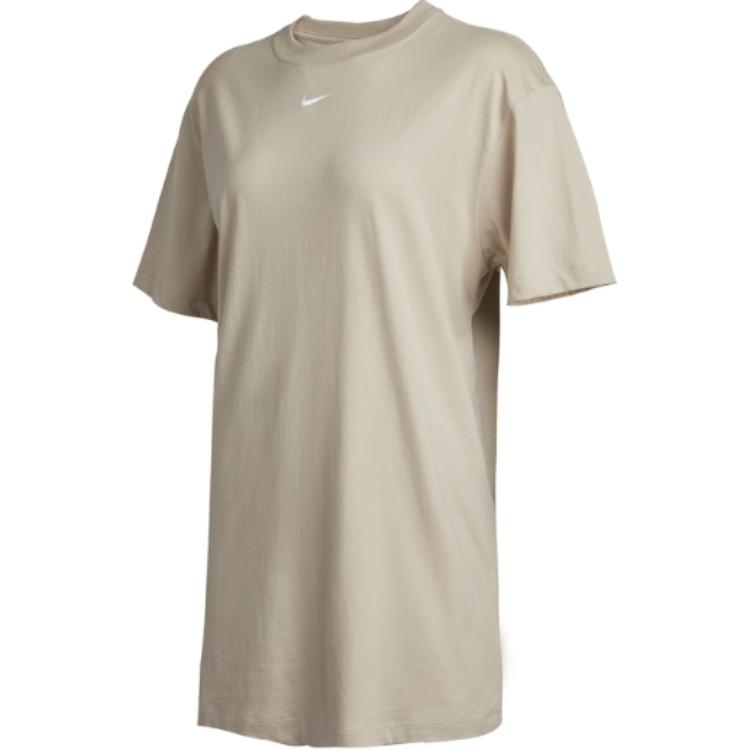 Nike Solid Color Drop Shoulder Breathable Short Sleeve A-Line Dress Women Dress Grey CJ2243-236