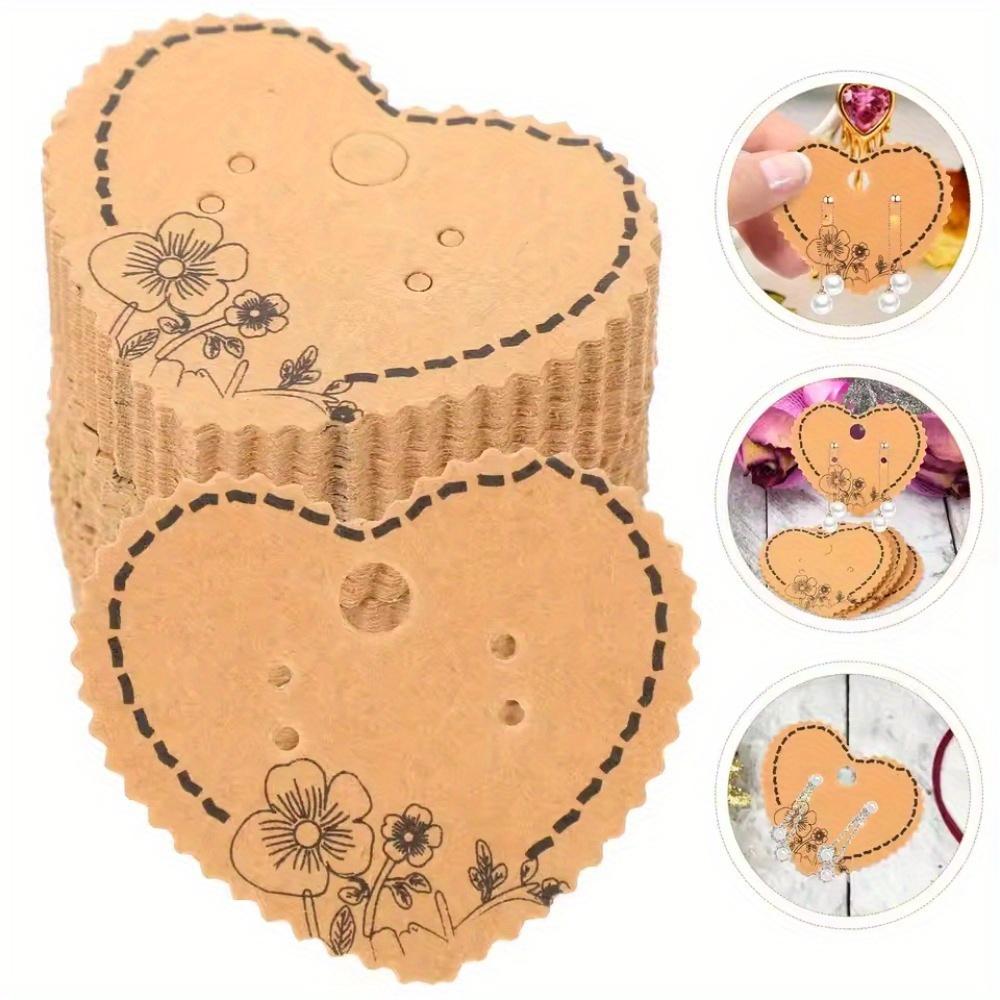 100Pcs Earring Display Cards Light Brown Jewelry Organizer Stand Paper Necklace Holder Storage Solution Packaging Box