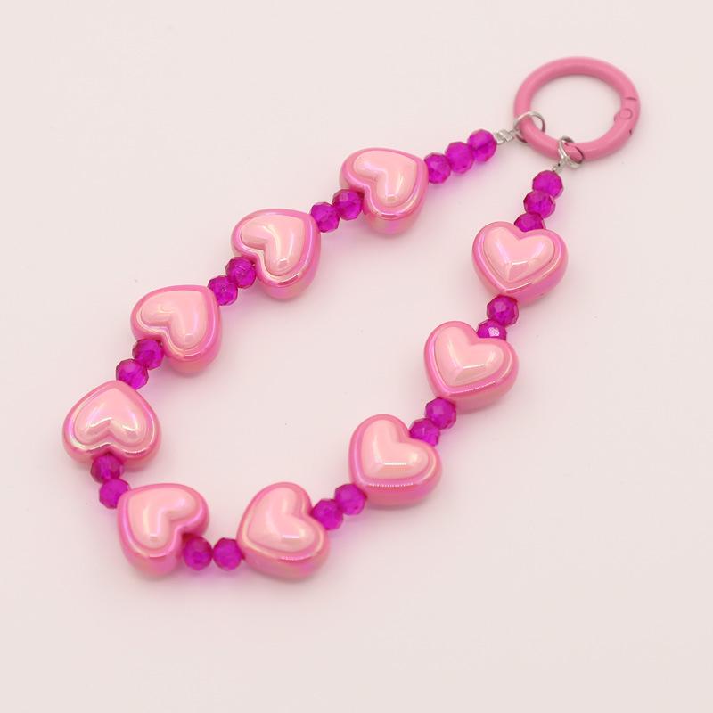 Versatile Beaded Keychain Pendant: Heart & Flower Lanyard Accessories