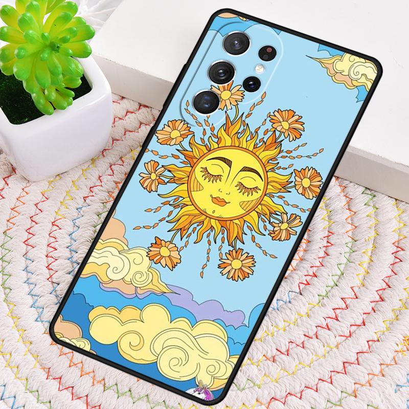Funny Sun Moon Face Silicone Phone Case For Samsung Galaxy Note 10 Pro S26 S25 S24 S23 S22 S21 Plus S25Ultra Capa Cover