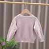 Strickjacke mit Bommel-Design Warmer Mädchenmantel Hochwertige Oberbekleidung Herbst