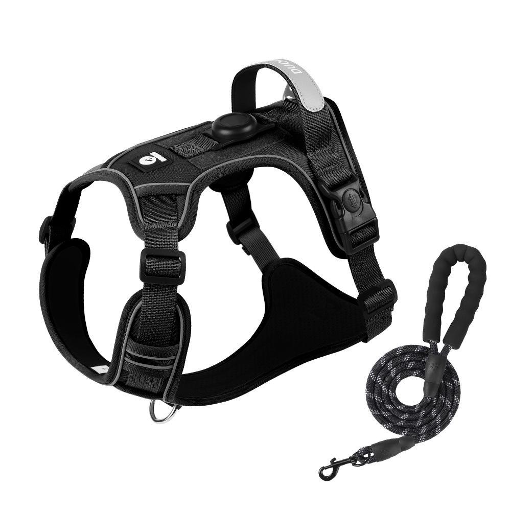 Large Dog Vest-Style Harness with Velcro & Shock-Resistant Leash