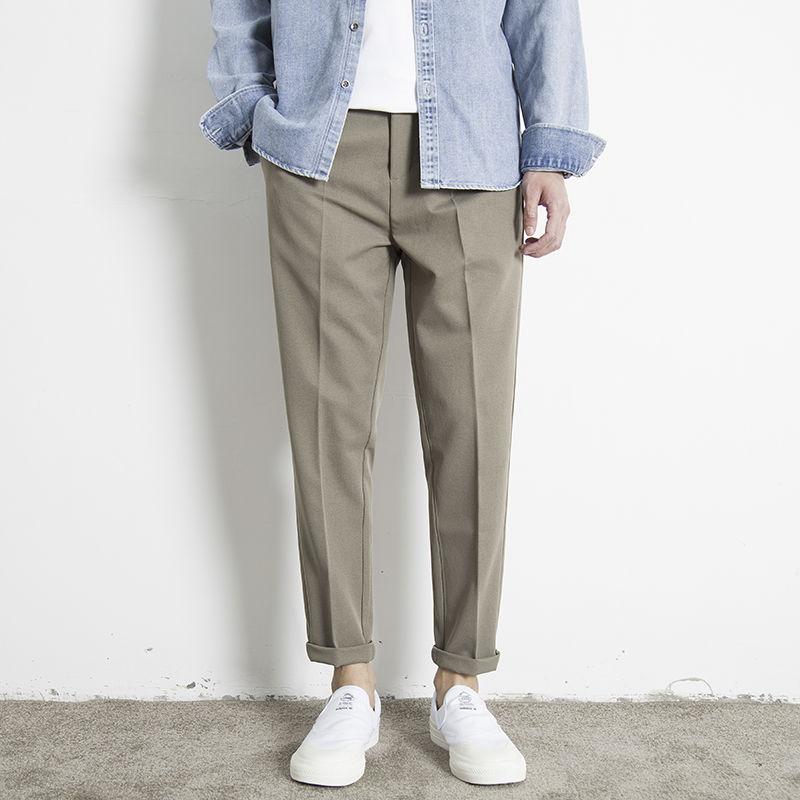 New Four Seasons Men's Fashion Sagging Business Casual Straight Tube Versatile Fashion Korean Elastic Waist Suit Pants