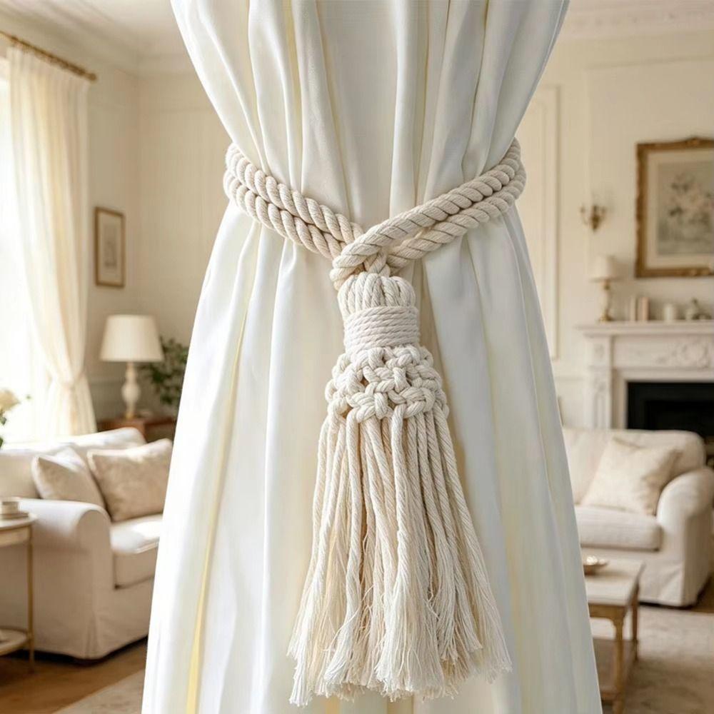 2 Stück Boho-Stil Makramee Gardinen-Raffhalter Minimalistische Boho-Gardinen-Raffhalter Heimdekoration