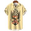 3D Retro Digital Printed Men's Lapel Short Sleeved Shirt