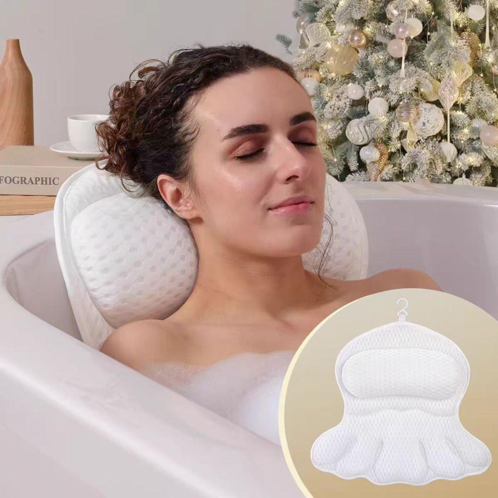 Machine Washable Bath Pillow Neck and Back Support Bathtub Cushion Bathroom Supplies