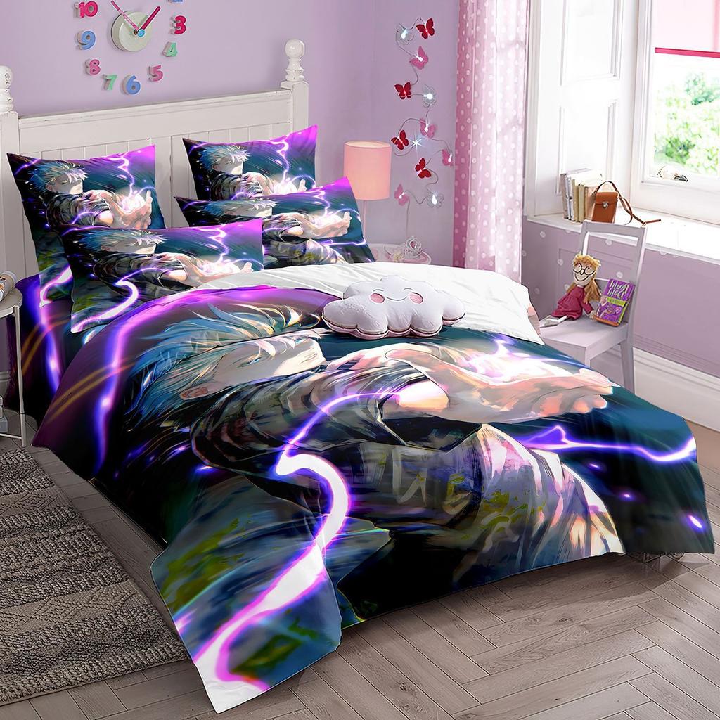 Japanese Famous 3D Anime Jujutsu Kaisen Satoru Gojo Christmas Gift King Twin Double Child Bedding Set Microfiber Duvet Cover Set