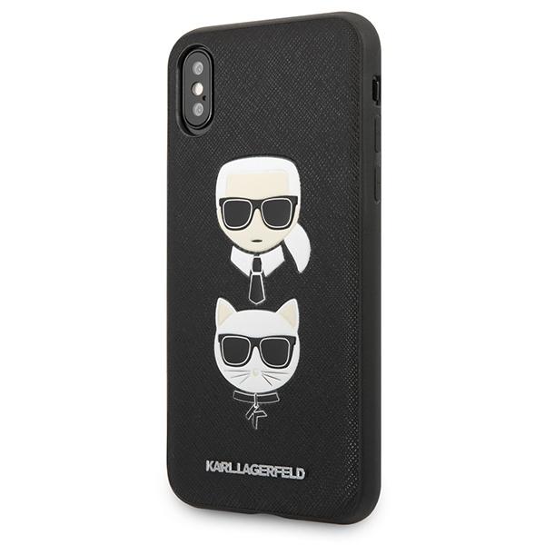 Etui Do iPhone X Karl Lagerfeld Saffiano Karl&Choupette Czarne