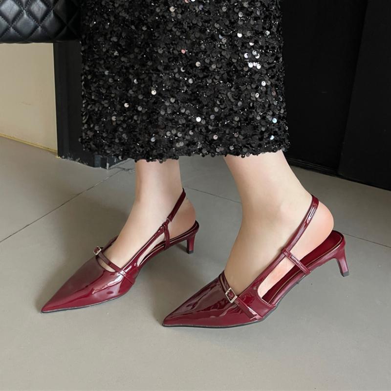 Fashion Bailamos 2024 Fashion Brand Design Buckle Women Pumps Point Toe Slip On Work Shoes Low Heel Spring Autumn Party Wedding Shoes Mu