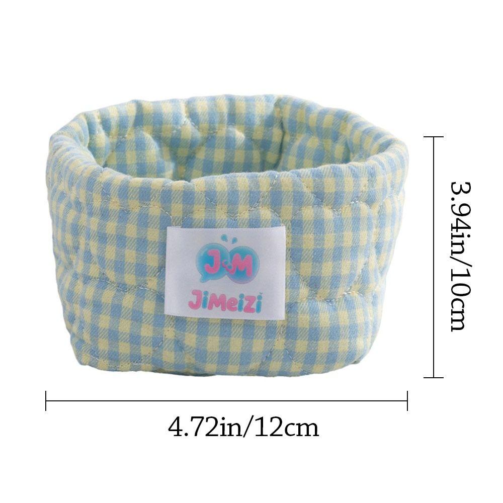 Gingham Fabric Storage Basket Soft Quilted Makeup Storage Basket  Home Decor