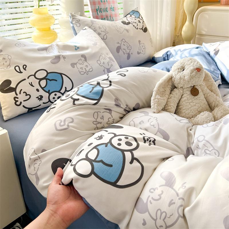 Class A Maternal And Infant Grade Washed Cotton Bed Four-Piece Set, Children'S Cartoon Bed Sheet Quilt Cover, Dormitory Single Quilt Cover 3Pcs Set