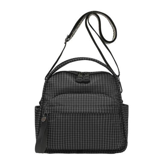 Women Plaid Sling Bag Shoulder Bag Crossbody Purse with Geometric Adjustable Strap Handbag with Top Handle for Travel Street Commuting
