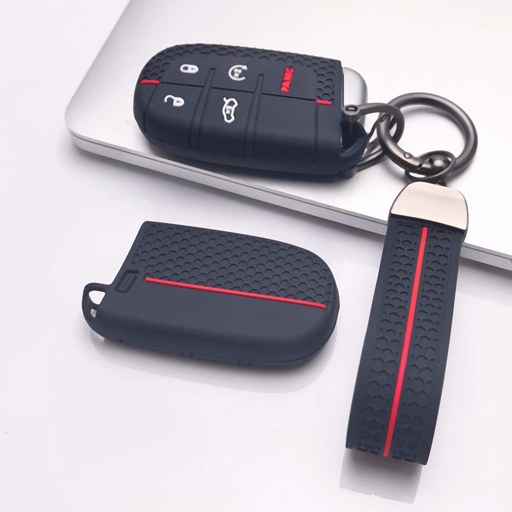 Key Cover for Jeep cherokee challenger charger durango grand journey 300 pacifica with Keychain Anti-Scratch Guard Shockproof Protection