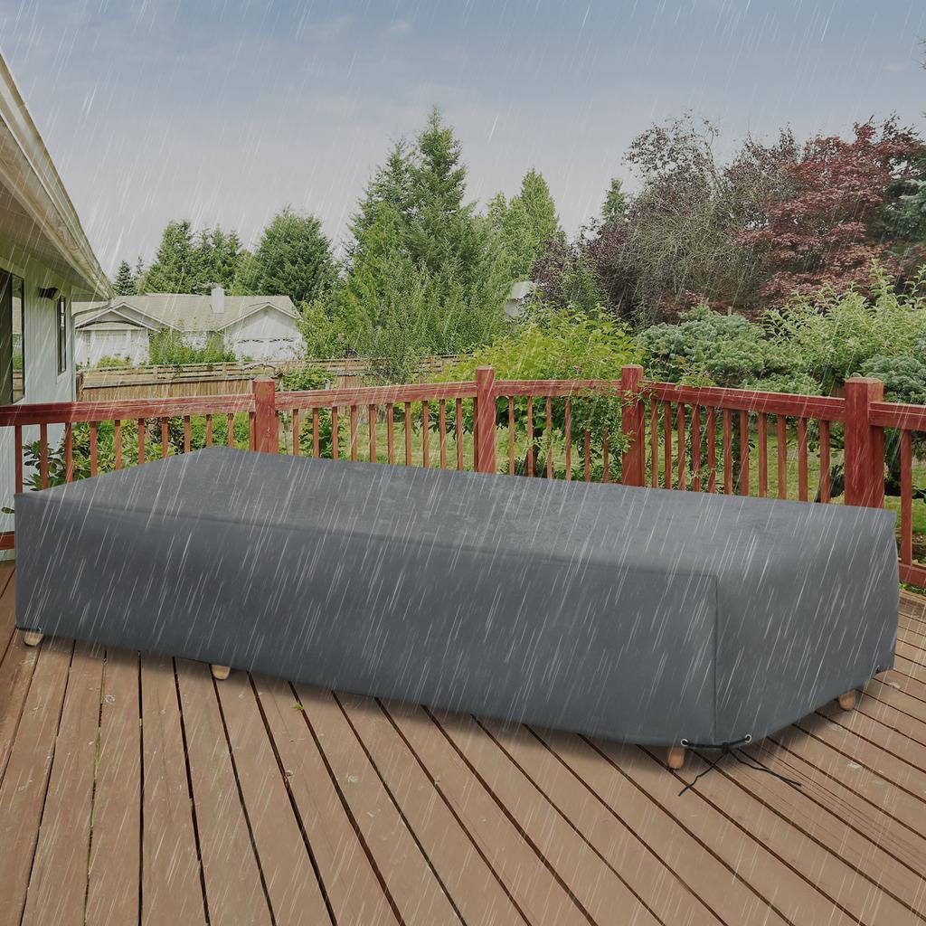 200x73cm Outdoor Garden Rattan Furniture Protective Cover Water UV Resistant Grey