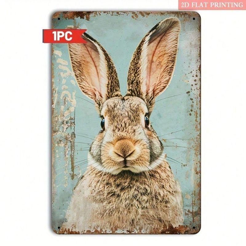 Vintage Rabbit Metal Wall Art Poster, Retro Kitchen Decor