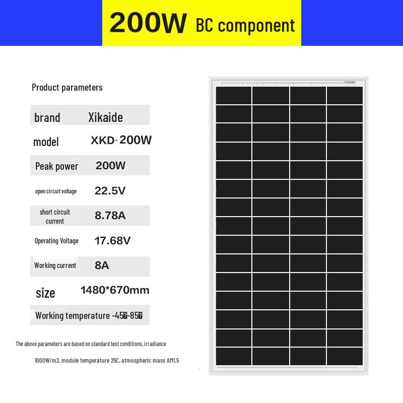 Brand New 200W Monocrystalline Solar Panel for 12V/24V Photovoltaic Power System - Free Shipping