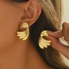 Vintage Gold Color Flower Stud Earrings for Women Fashion Geometric Petals Piercing Earring Trendy Luxury Party Jewelry