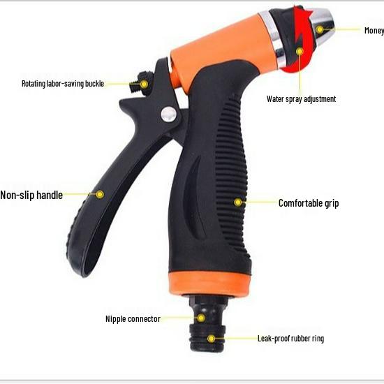 High-Pressure 12V Car Wash Spray Gun with Bullet Head for Cars & Flowers жёлтый