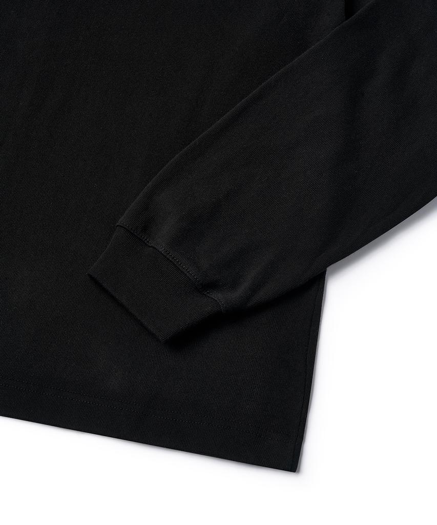 GAINSBORO Serif Baseball Logo Cutout Long Sleeve_Black