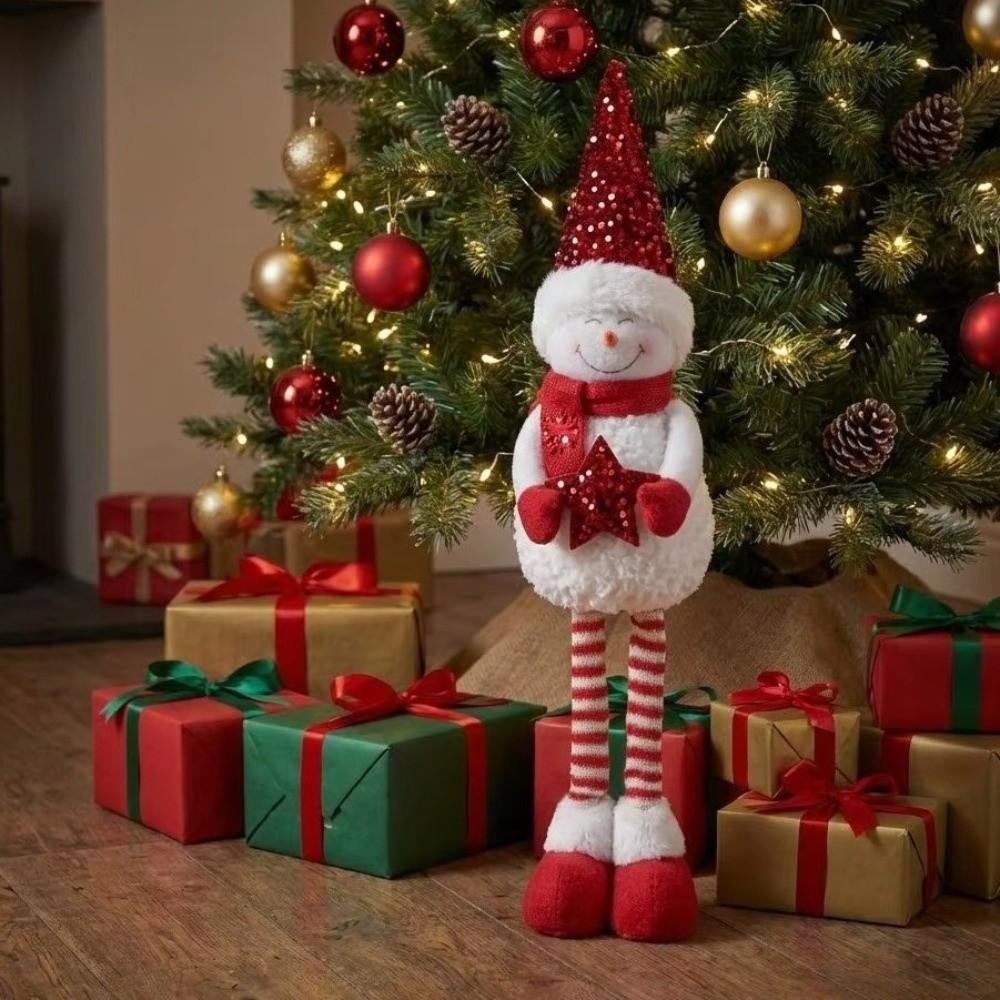 Stretchable Christmas Standing Snowman Sequined Telescoping Snowman Figurine Gifts Giving