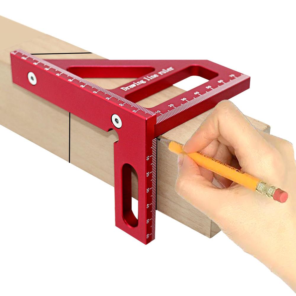 3D 45/90 Degree Measuring Ruler for Engineer Carpenter High Precision(Red)